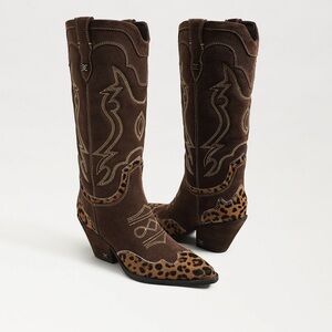 Sam Edelman Brown and Leopard Heeled Boots